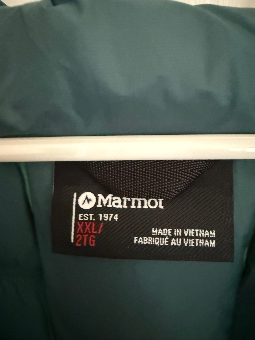 Marmot Two-Tone Green Hooded Puffer Jacket - Picture 4 of 7